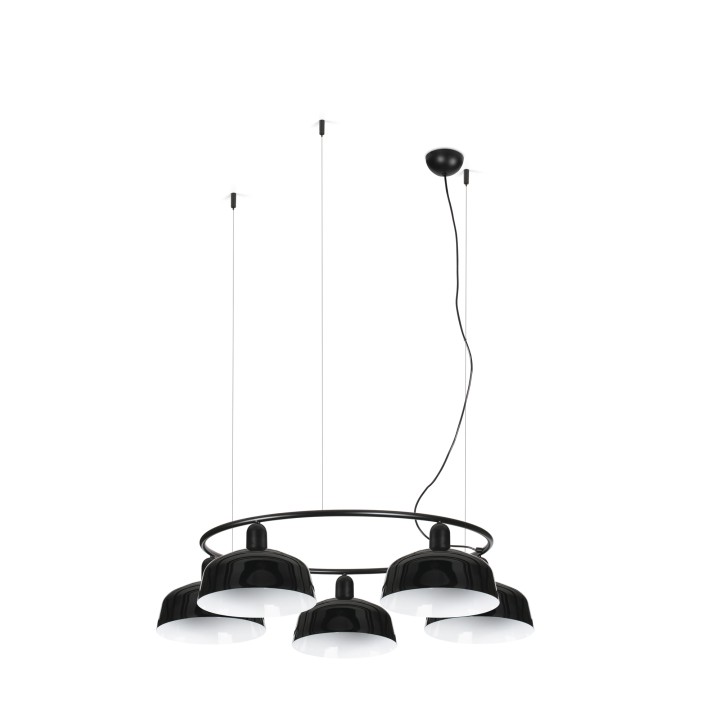 Faro TATAWIN M metal 5L Colgante circular negro