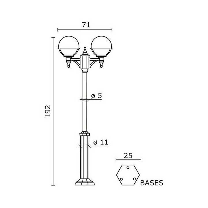 Farolas 2L. CLIC-CLAC GLOBO IP44 E27 Negro
