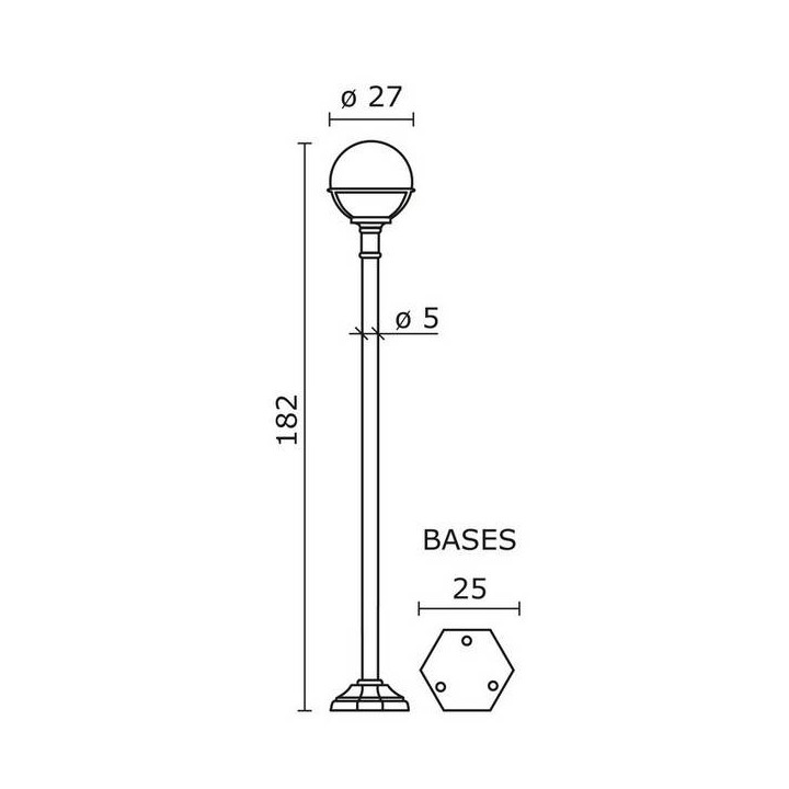 Farolas 1L. CLIC-CLAC GLOBO IP44 E27 Negro