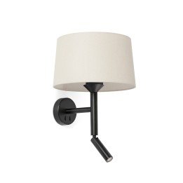 Faro WINDSOR Aplique con lector negra/lino