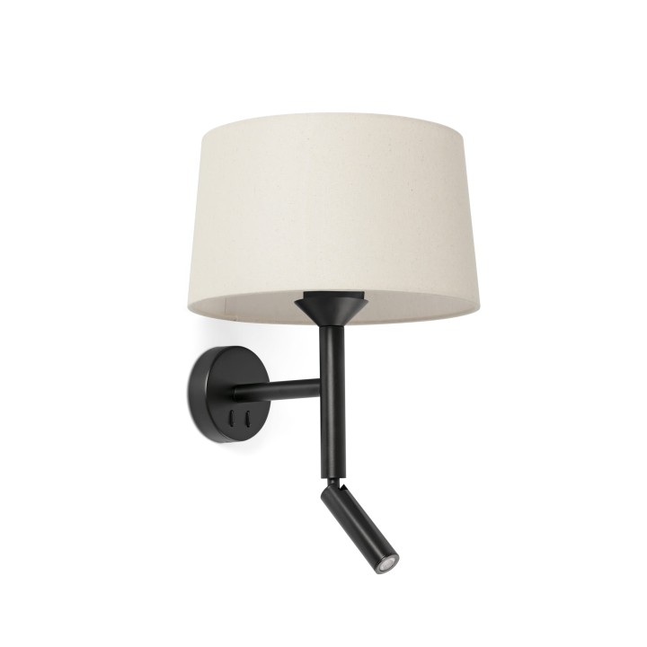 Faro WINDSOR Aplique con lector negra/lino