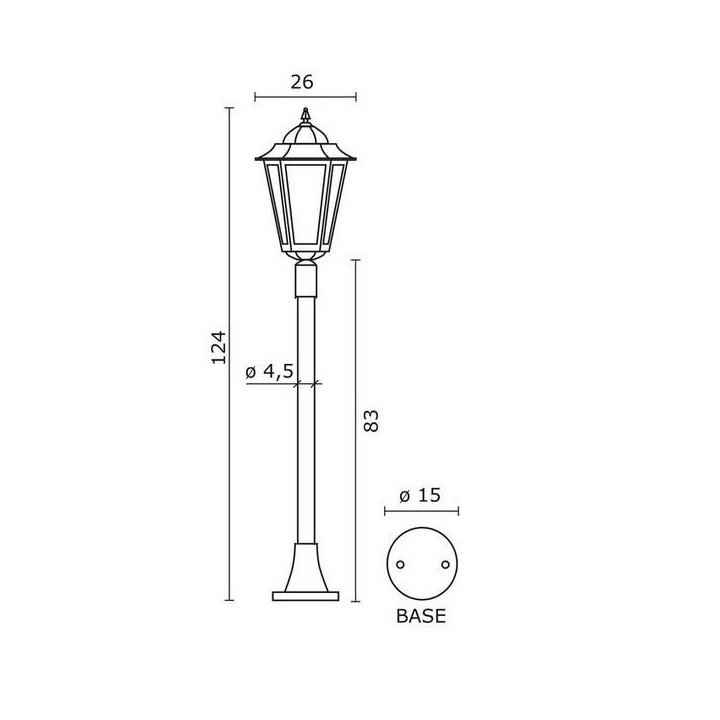 Farolas 1L. ELITE 6 IP43 E27 Transparente Negro