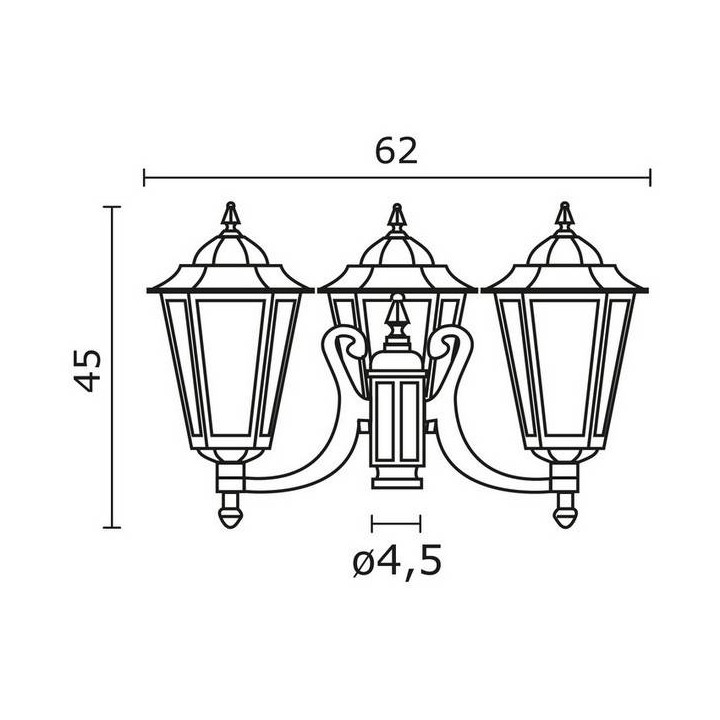 Cabezal para Farolas 3L. ELITE 6 IP43 E27 Mate Negro
