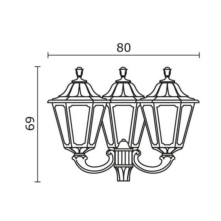 Cabezal para Farolas 3L. INDURA BIG 6 IP55 E27 Negro