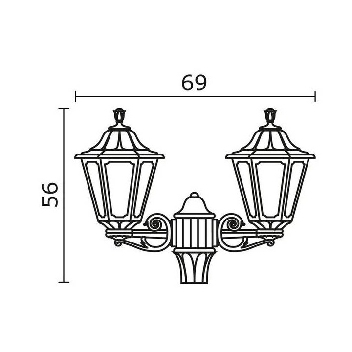 Cabezal para Farolas 2L. INDURA MEDIUM 6 IP55 E27 Negro