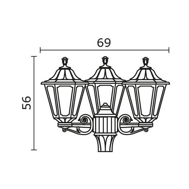 Cabezal para Farolas 3L. INDURA MEDIUM 6 IP55 E27 Negro