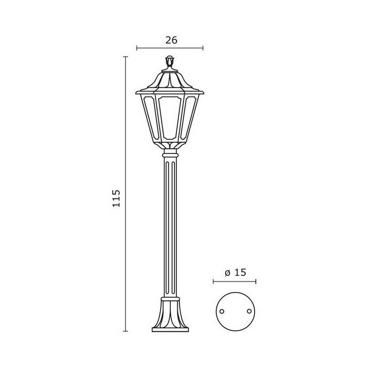 Farolas 1L. INDURA MEDIUM 6 IP55 E27 Negro