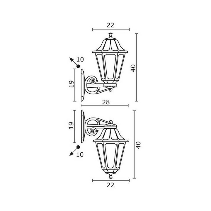Aplique de Exterior INDURA MINI 6 IP55 E27 Negro