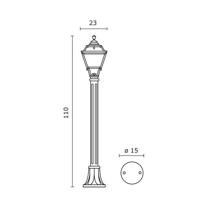Farolas 1L. INDURA MINI 6 IP55 E27 Negro