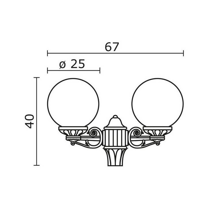 Cabezal para Farolas 2L. INDURA GLOBO IP55 E27 Negro