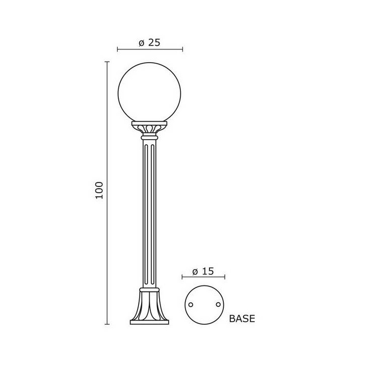 Farolas 1L. INDURA GLOBO IP55 E27 Negro