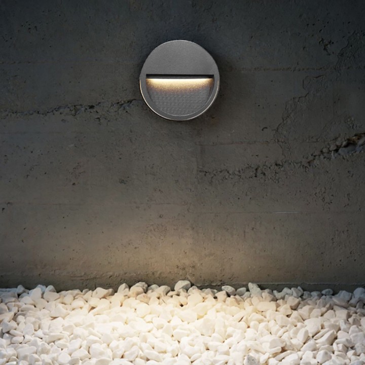 Aplique de Exterior asimétrico SLIM IP65 LED 9W 1167lm 4000K Gris CRISTHER 580D-L0210B-04