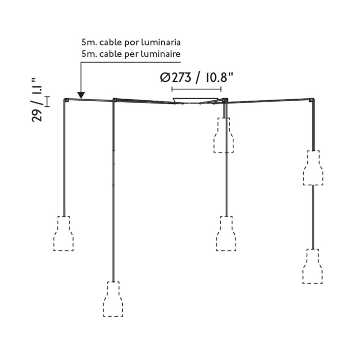 Lámpara colgante Faro Samba Negro P. Encint E27 Ø500*350*Ø450 Amari