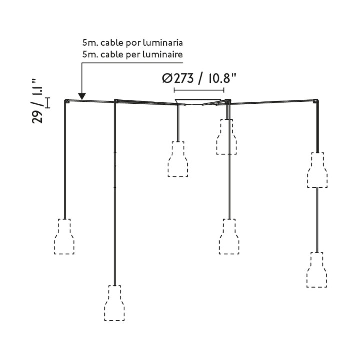 Lámpara colgante Faro Mambo Negro P. Ratan E27 Ø320*213*Ø320 7L