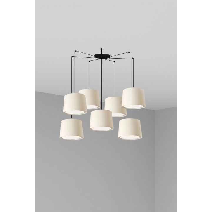 Lámpara colgante Faro Conga Negro P. E27 Ø500*350*Ø450 Blanca 7L