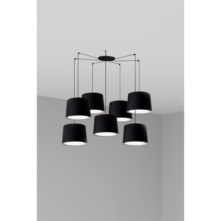 Lámpara colgante Faro Conga Negro P. E27 Ø500*350*Ø450 Negra 7L