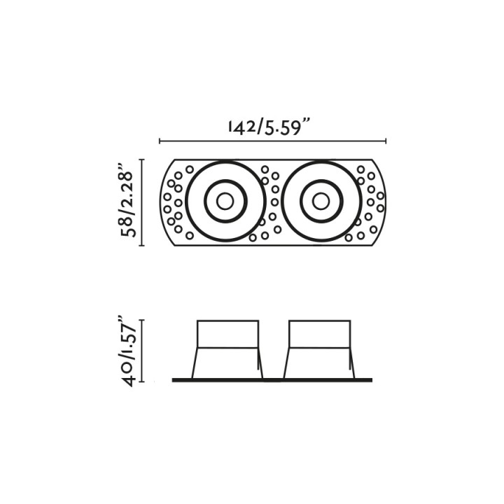 Faro FLIC 2L Lámpara Empotrable orientable Trimless negro MR11 GU10 - Faro 44113