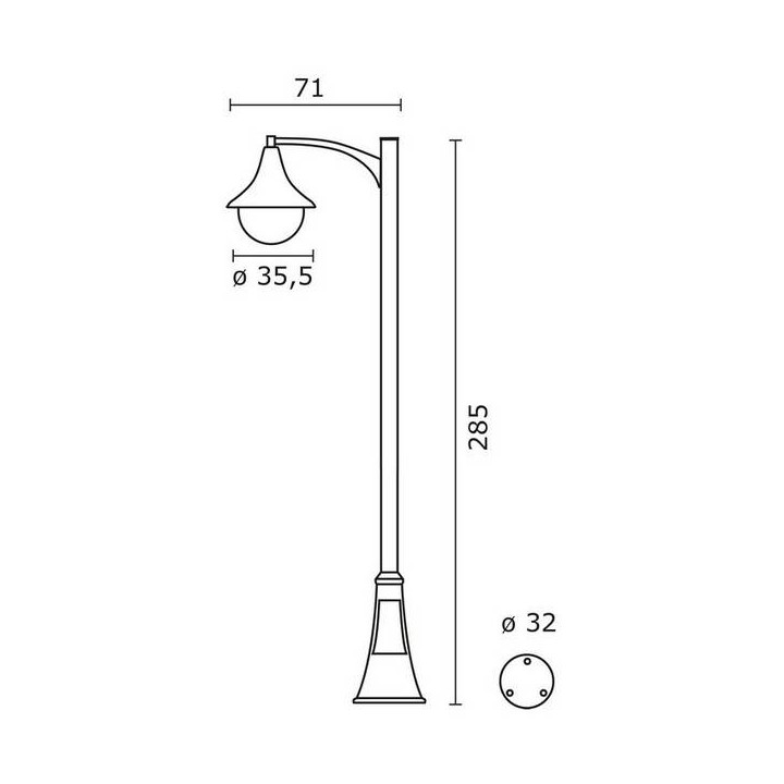 Columna para Farolas 1L. POLAR IP43 E27 100W Antracita