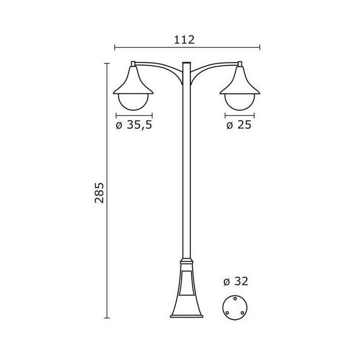 Columna para Farolas 2L. POLAR IP43 E27 2x100W Antracita