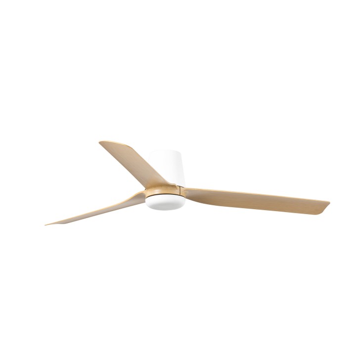 Faro PUNT TUB M Ventilador de techo blanco/madera clara DC