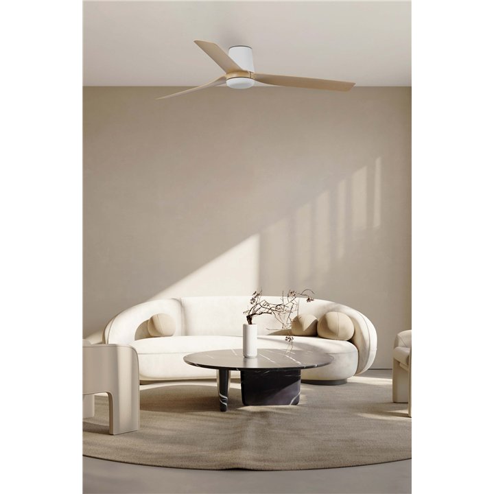 Faro PUNT TUB M Ventilador de techo blanco/madera clara DC