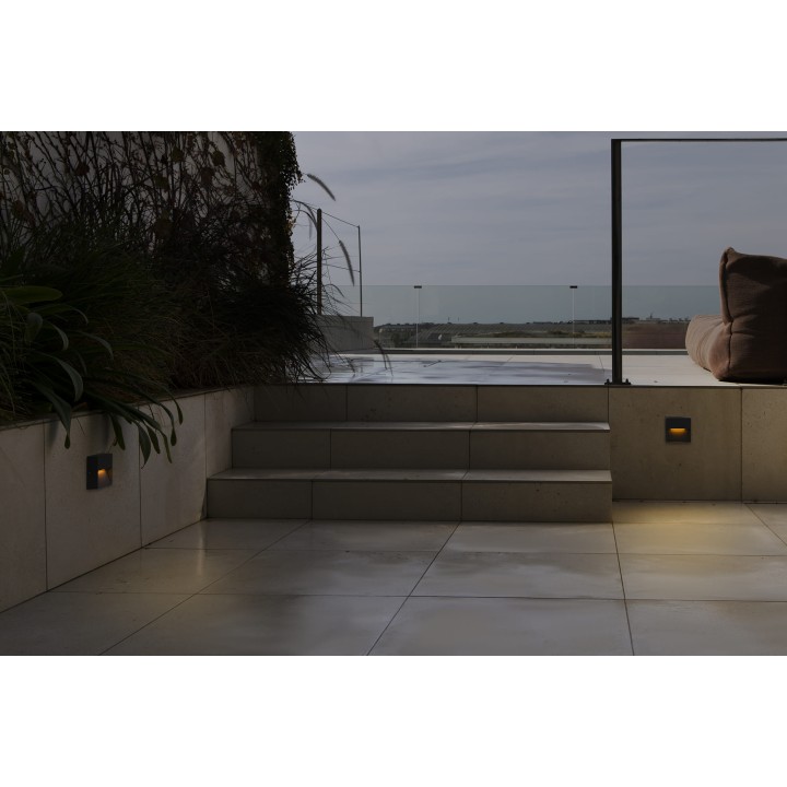 Faro DUNE SQ Aplique cuadrado gris oscuro de 3W 4CCT para Exterior - Faro 71963