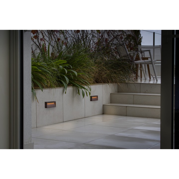 Faro DUNE R Aplique rectangular marrón óxido de 6W 4CCT para Exterior - Faro 71968