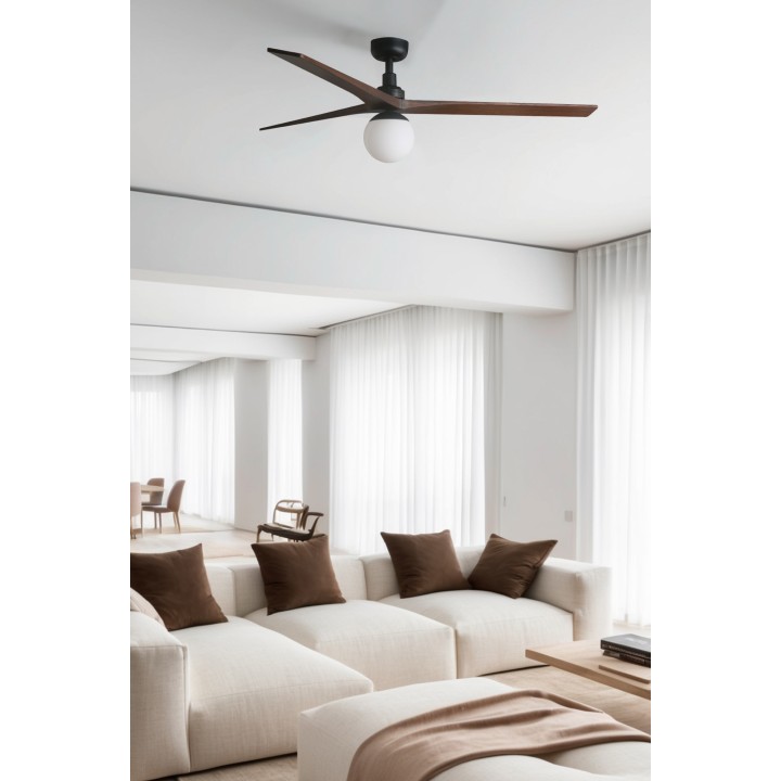 Faro KLIM L Ventilador de techo negro/nogal E27 TUYA FSC - Faro 34276WT1B