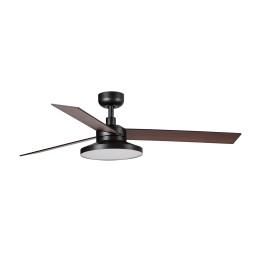 Faro RUDDER TAK 3 L Ventilador de techo negro/nogal 3000K - Faro 342982N