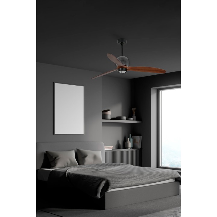 Faro DECO FAN M Ventilador de techo negro/nogal 3000K - Faro 33395D1N
