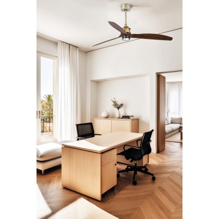 Faro JUST FAN M Ventilador de techo oro viejo/nogal 3000K - Faro 333981N