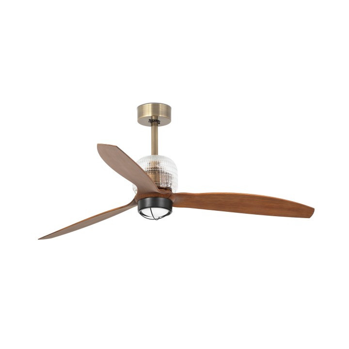 Faro DECO FAN M Ventilador de techo oro viejo/nogal 3000K TUYA - Faro 33398DWT1N