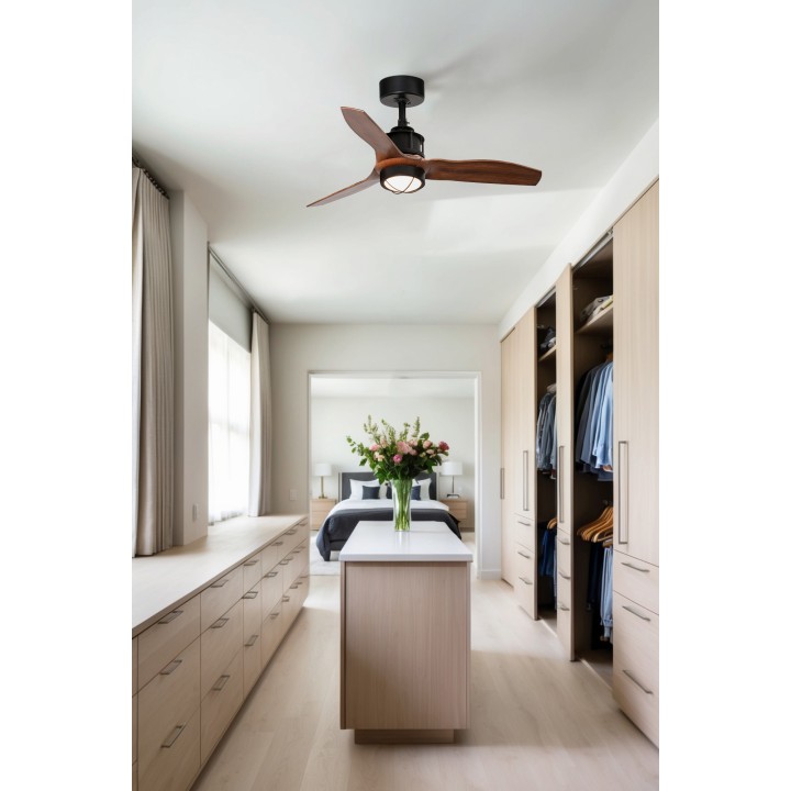Faro JUST FAN S Ventilador de techo negro/nogal 3000K - Faro 334251N