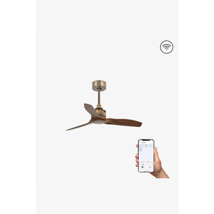 Faro JUST FAN S Ventilador de techo oro viejo/nogal TUYA - Faro 33428WT