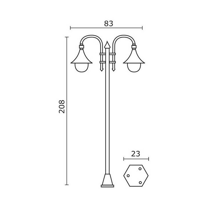Farolas 2L. TROM IP43 E27 Negro