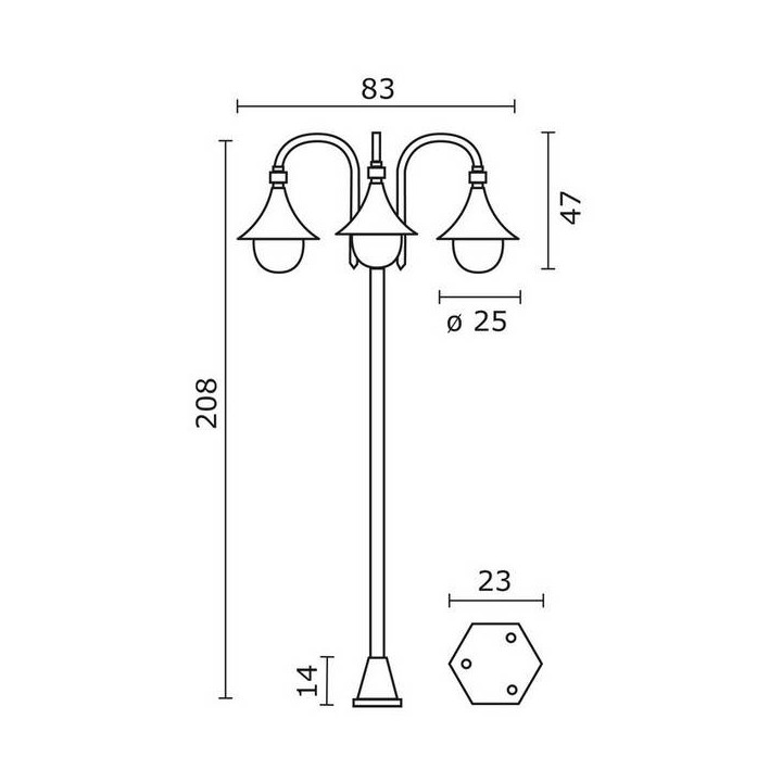 Farolas 3L. TROM IP43 E27 Negro