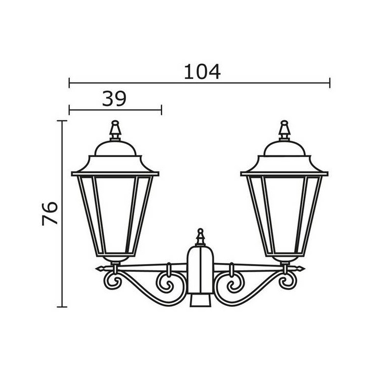 Cabezal para Farolas 2L. VILLA BIG IP43 E27 Negro