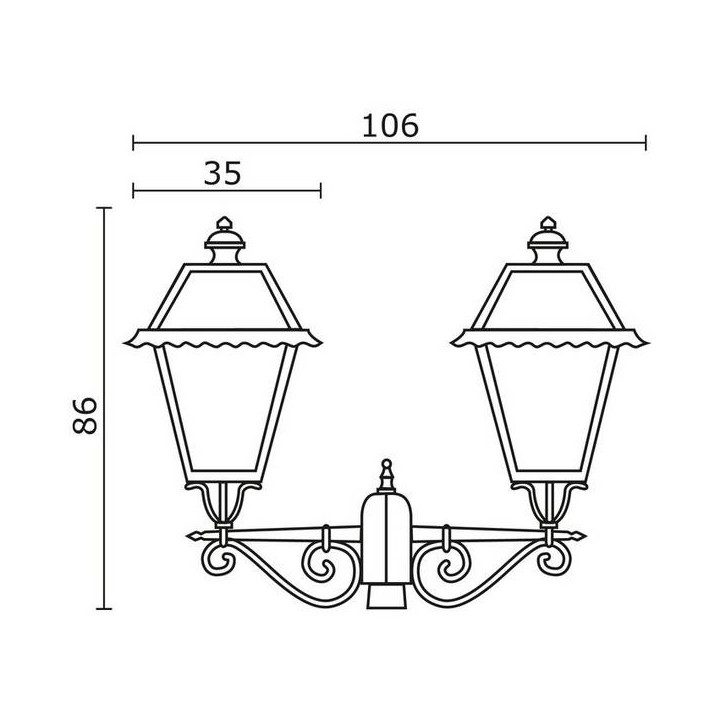 Cabezal para Farolas 2L. VILLA CHAP IP43 E27 Negro