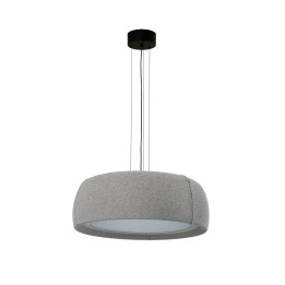 Lámpara Colgante Gong Microprisma Ø600 LED 28W 3000K DALI-2/PUSH Gris Seda Teixit Crema 2150lm Leds C4 00-A367-FB-FA