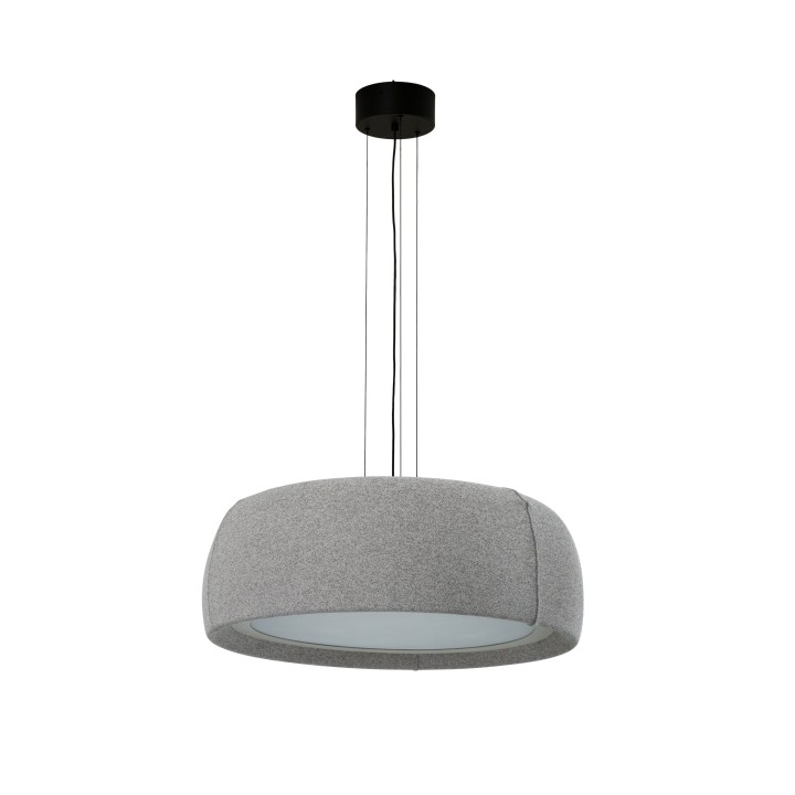 Lámpara Colgante Gong Microprisma Ø600 LED 28W 3000K DALI-2/PUSH Gris Seda Teixit Crema 2150lm Leds C4 00-A367-FB-FA