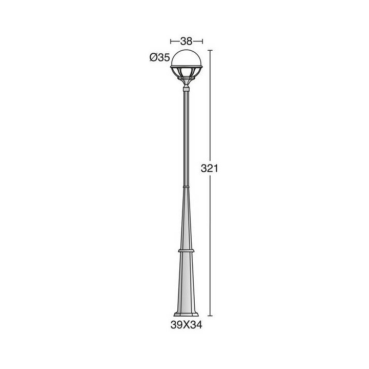 Columna para Farolas 1L. ROUND IP44 E27 Antracita
