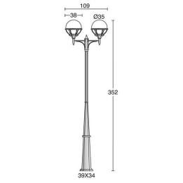 Columna para Farolas 2L. ROUND IP44 E27 Antracita