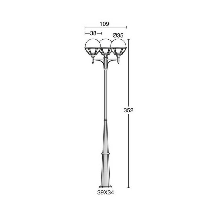 Columna para Farolas 3L. ROUND IP44 E27 Antracita