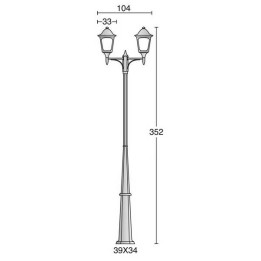 Columna para Farolas 2L. QUADRA IP44 E27 Antracita