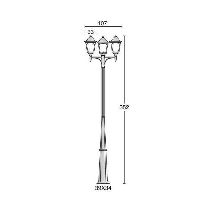 Columna para Farolas 3L. QUADRA IP44 E27 Antracita