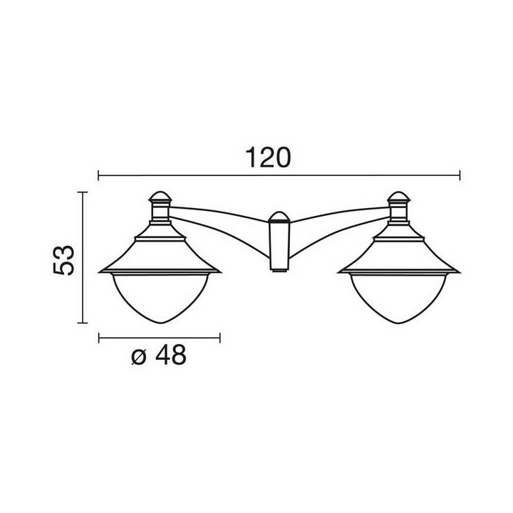 Cabezal para Farolas GUNTHER Ø48 IP65 E27 2x70W Negro