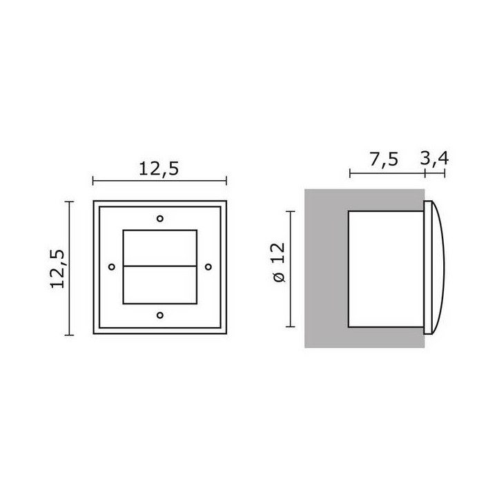 Lámpara Empotrable para Exterior ZAP IP65 GX53 Gris Cuadrado