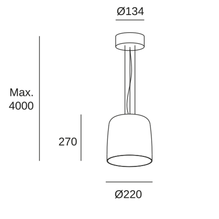 Lámpara Colgante Levels 1 Body Ø220mm LED 19 SW 2700-3000-4000K PHASE CUT Negro 1255lm LedsC4 00-A024-05-12