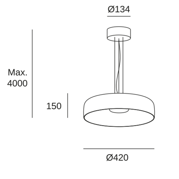 Lámpara Colgante Levels 1 Body Ø420mm LED 19 SW 2700-3000-4000K PHASE CUT Negro 1255lm LedsC4 00-A026-05-12