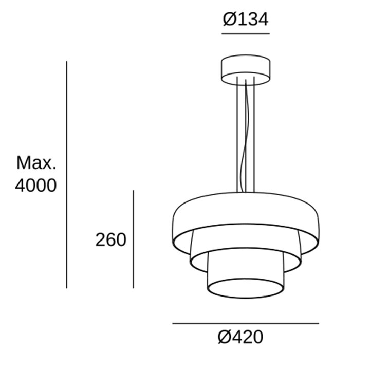 Lámpara Colgante Levels 3 Bodies Ø420mm + Ø320mm + Ø220mm LED 19 SW 2700-3000-4000K PHASE CUT Negro 1255lm LedsC4 00-A041-05-08